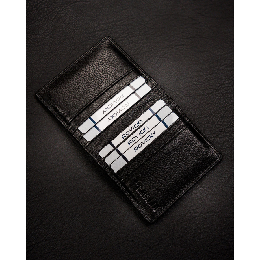 Czarne etui na karty ze skóry naturalnej z systemem RFID - 4U Cavaldi