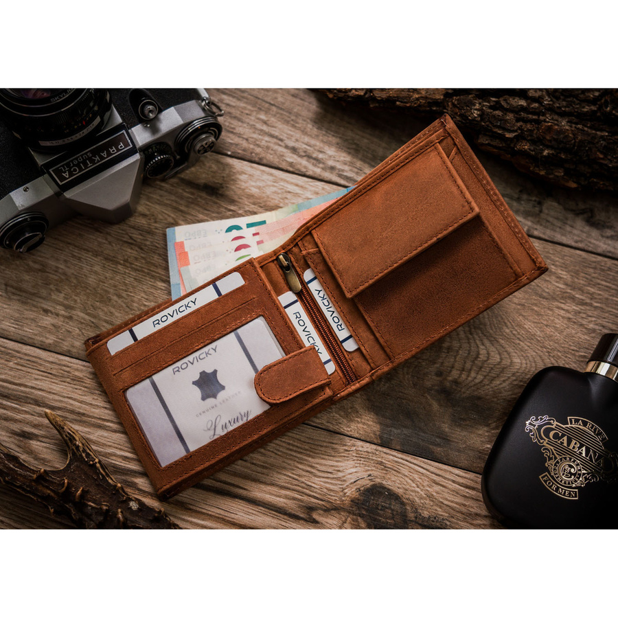 Leather wallet RFID ALWAYS WILD N992-CHM-DEER-BL