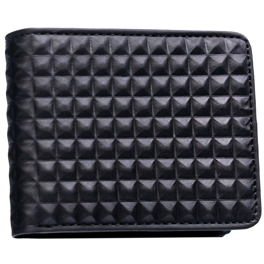 Čierna pánska peňaženka s módnym geometrickým vzorom, bez vonkajšieho zapínania - Peterson