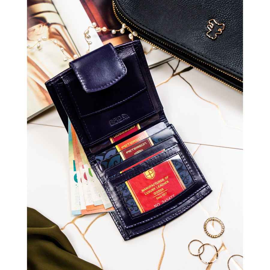 Leather wallet RFID PETERSON PTN RD-314-NGV-M