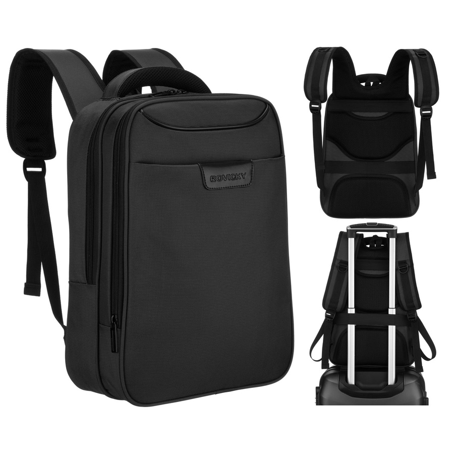 Čierny cestovný batoh s priehradkou na laptop do 14″ – elegantný a praktický spoločník
