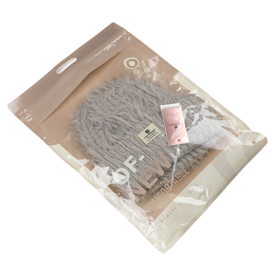 Zimowa, szara czapka damska beanie wykonana z nylonu - Peterson