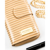 Beżowy portfel w orientacji pionowej wykonany ze skóry naturalnej i ekologicznej ze wzorem w plecionkę - Peterson