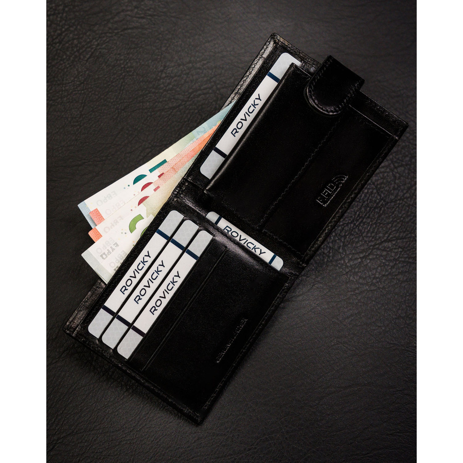 Leather wallet RFID ROVICKY CPR-10L-NBAR