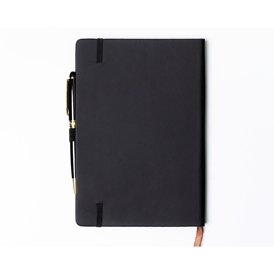 Czarny notes w twardej oprawie formacie A5 zadrukowany w linie - Peterson