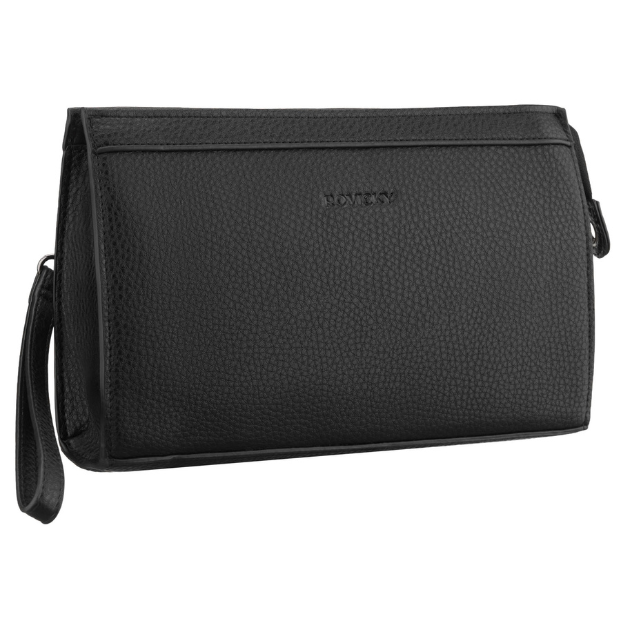Pánska čierna príručná taška z ekokože s úchytom do ruky – elegantná saszetka Rovicky