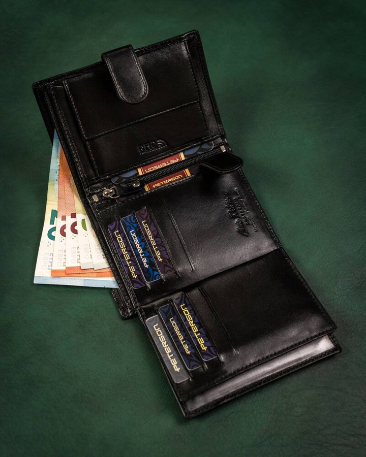 Leather wallet & key ring set PETERSON PTN SET-M-N4-KCS