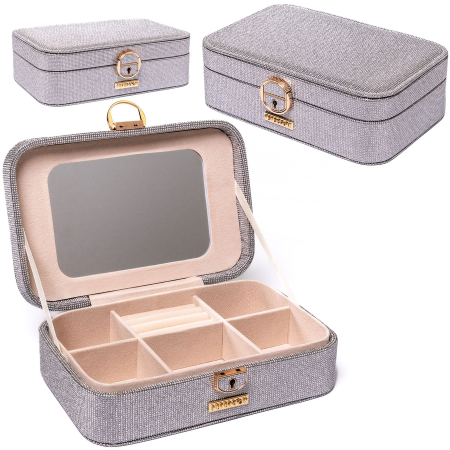 Elegantná sivá šperkovnica s kľúčikom - Peterson