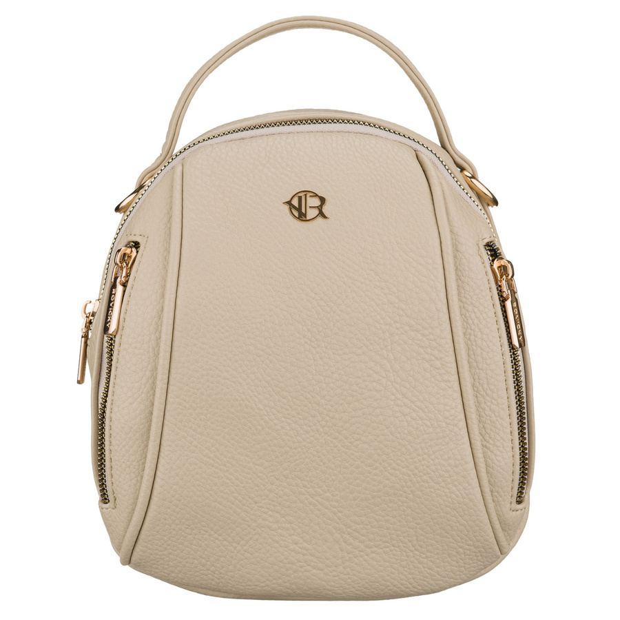 Mały plecak damski ze skóry ekologicznej w jasnobeżowym kolorze - Rovicky