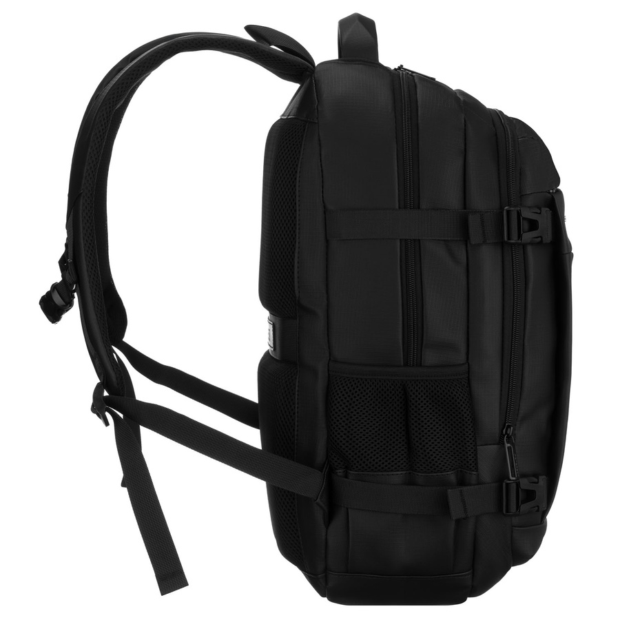 Duży plecak podróżny w czarnym kolorze z miejscem na laptopa, zamykany suwakiem - Peterson