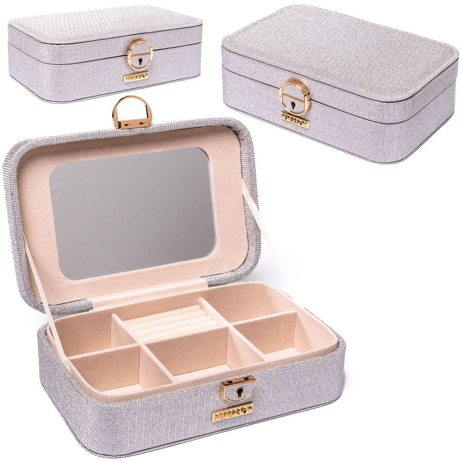 Priestranná elegantná strieborná šperkovnica s kľúčikom - Peterson