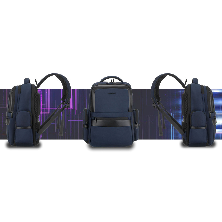 Granatowy plecak podróżny z kieszenią na laptopa do 14 cali - Peterson