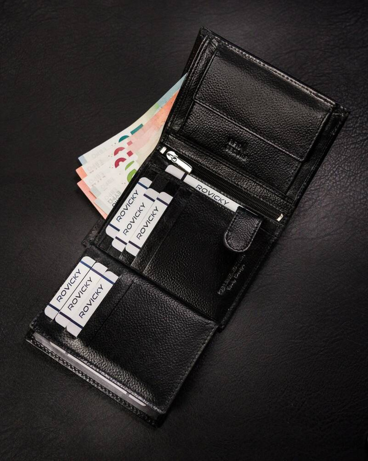 Leather wallet RFID ROVICKY N4-RPVT-BL