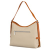 Beżowa torebka damska z poliestru i skóry ekologicznej wyposażona w kieszonkę zewnętrzną - Peterson