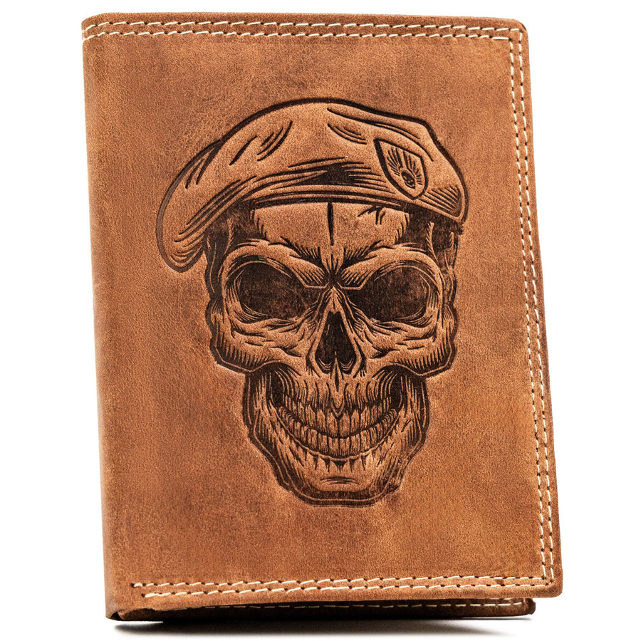 Leather wallet RFID ALWAYS WILD N4-CHM-SKULL