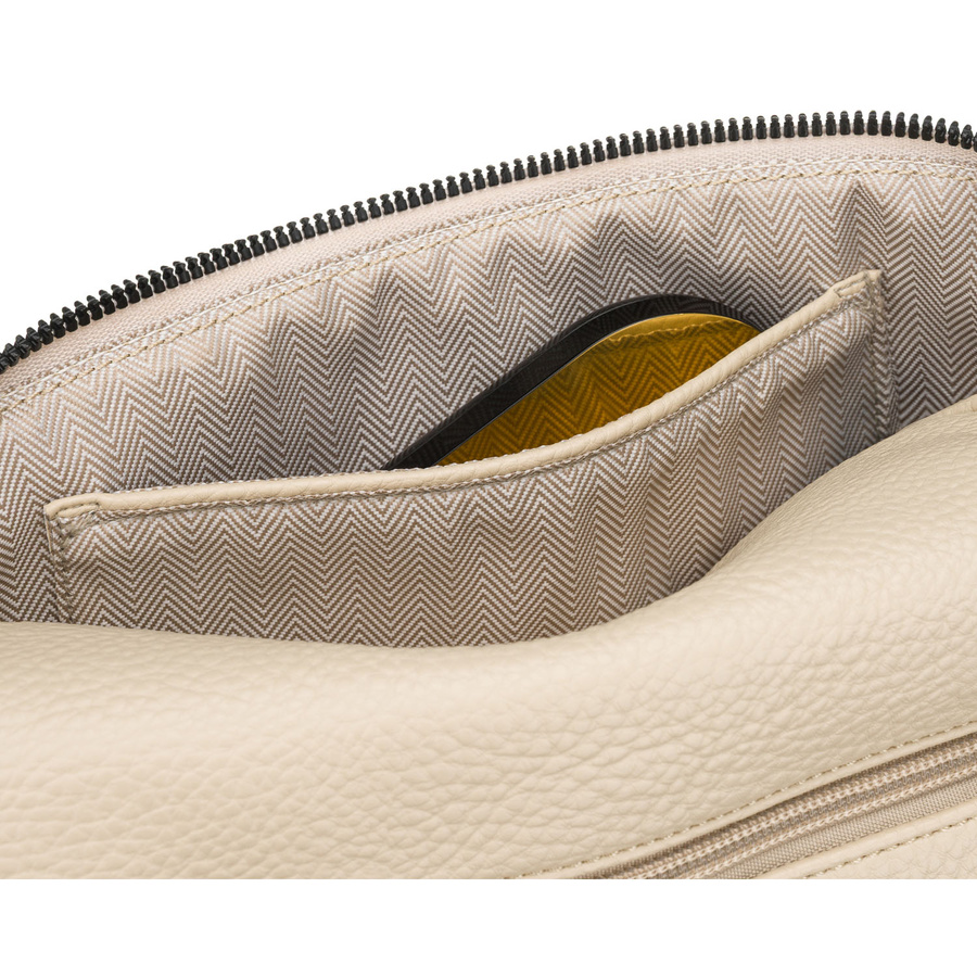 Beżowa, praktyczna, miejska nerka damska ze skóry ekologicznej, jednokomorowa - Peterson