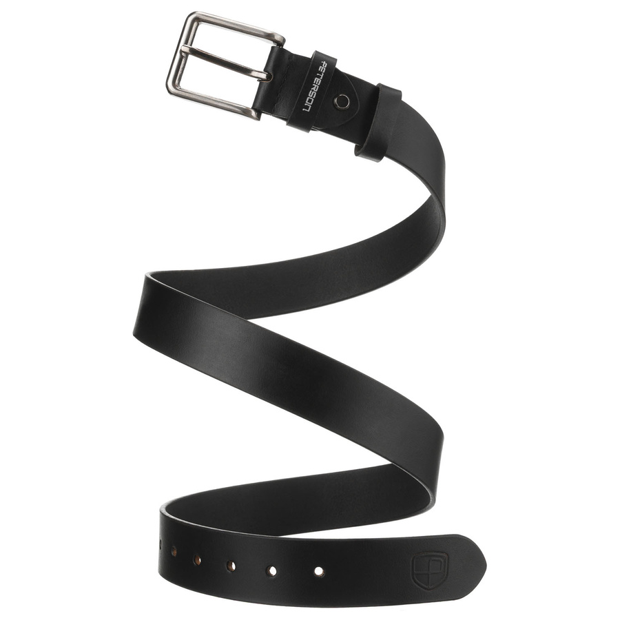 Skórzany, czarny pasek męski z tradycyjną klamrą - Peterson