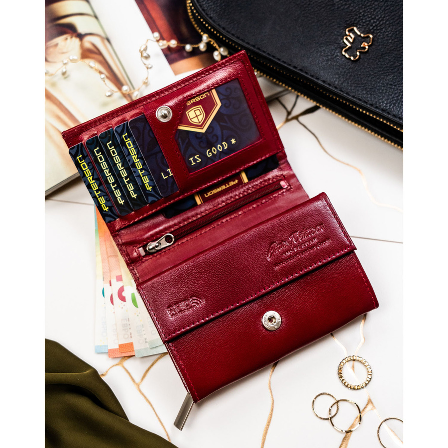 Leather wallet RFID PETERSON PTN RD-02-NGV