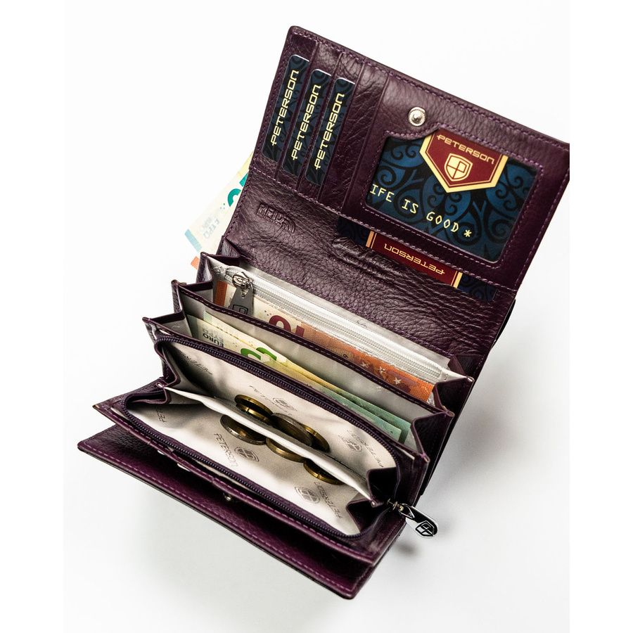 Leather and leatherette wallet RFID PETERSON PTN PS112-FDS