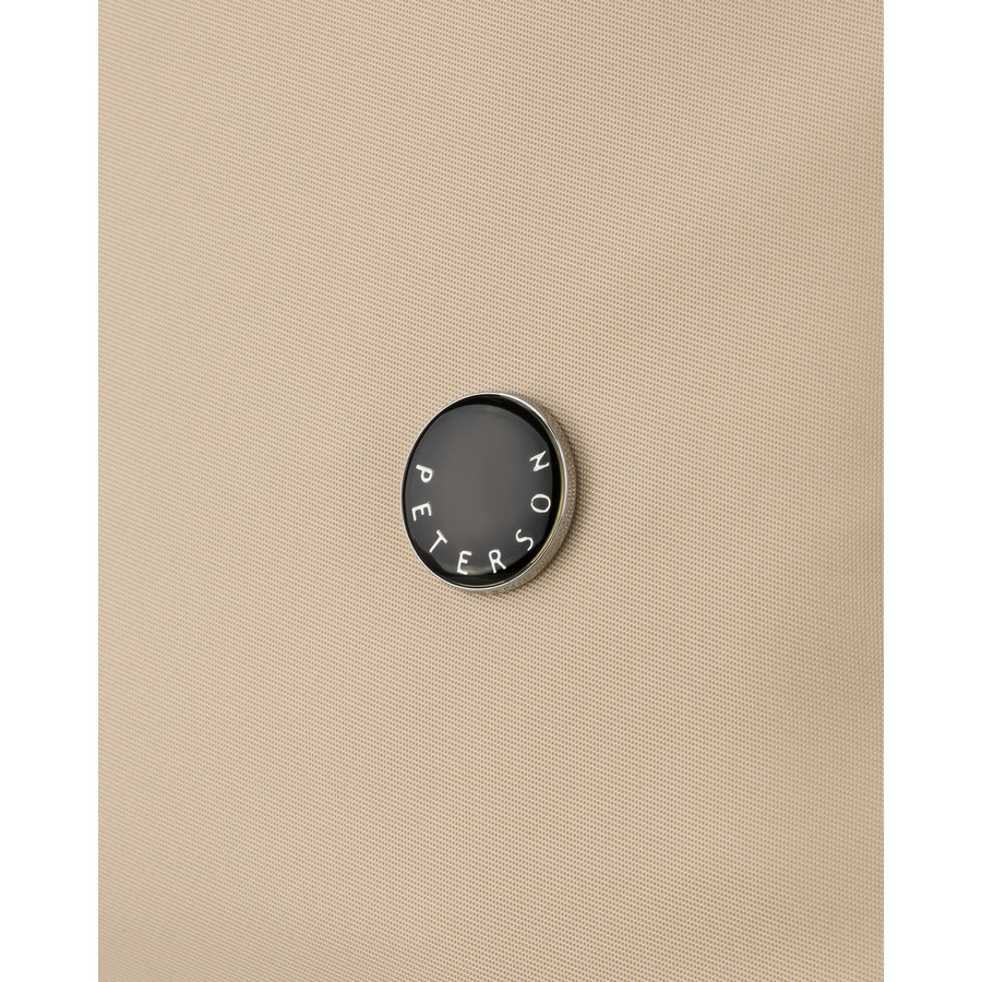 Beżowa torebka damska z poliestru i skóry ekologicznej wyposażona w kieszonkę zewnętrzną - Peterson