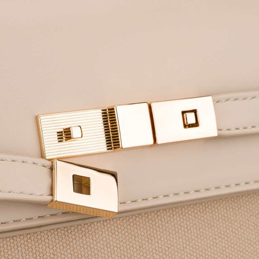 Beżowa torebka damska zamykana suwakiem i magnesem - Peterson