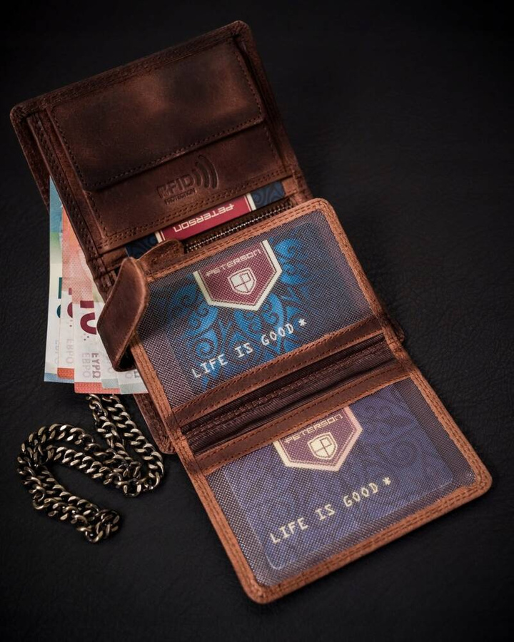 Leather wallet RFID PETERSON PTN N4C-VIN-S