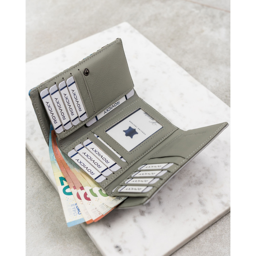 Portfel damski w kwiaty zamykany biglem i zatrzaskiem - 4U Cavaldi