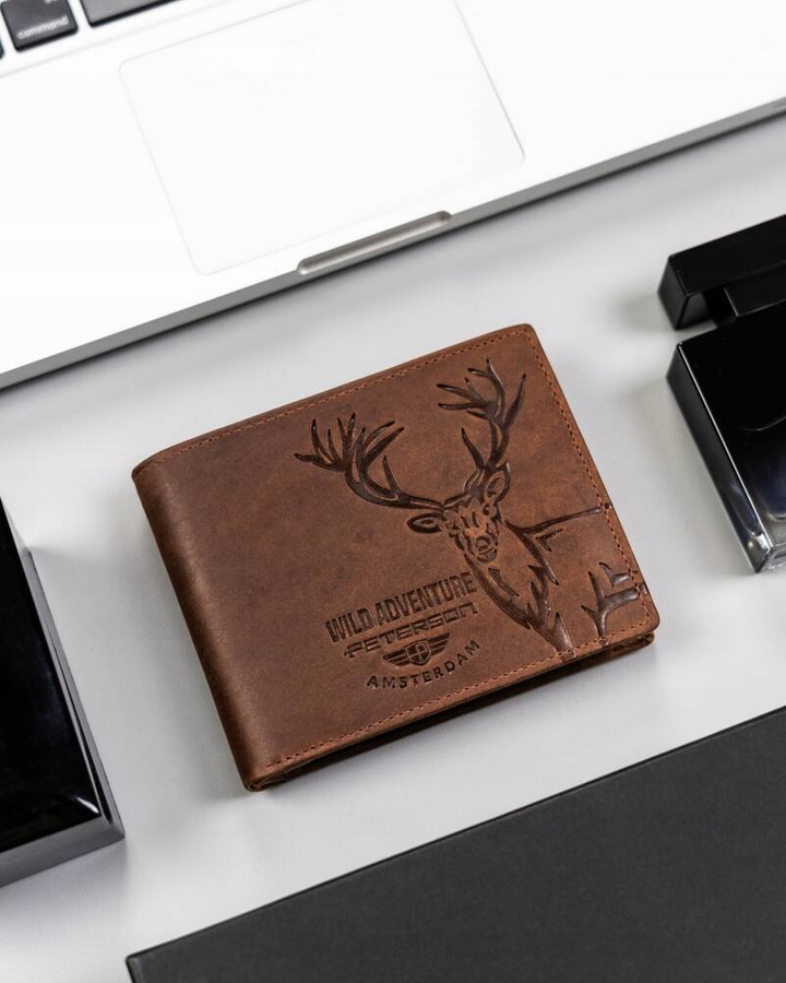 Leather wallet RFID PETERSON PTN N992-BE-DEER