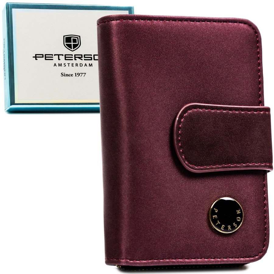 Fialová dámska peňaženka z kože s RFID ochranou, zapínanie na zips a patent - Peterson