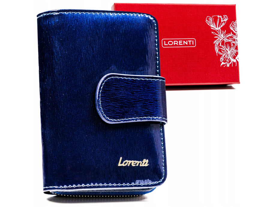 Skórzany portfel damski w orientacji pionowej zamykany na zatrzask - Lorenti