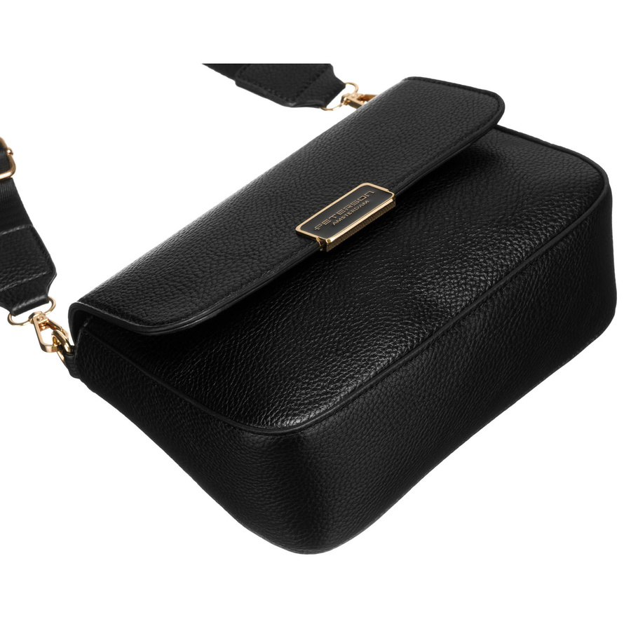 Czarna listonoszka damska na ramię ze skóry ekologicznej z etui w zestawie - Peterson