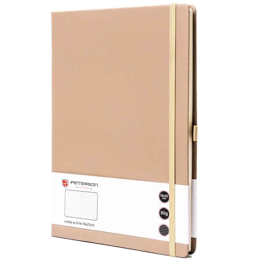 Zápisník B5 v khaki farbe s linajkami a tvrdou väzbou