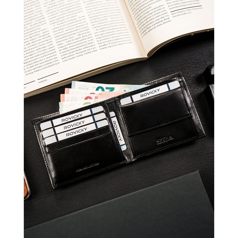 Leather wallet RFID ROVICKY CPR-10-NBAR