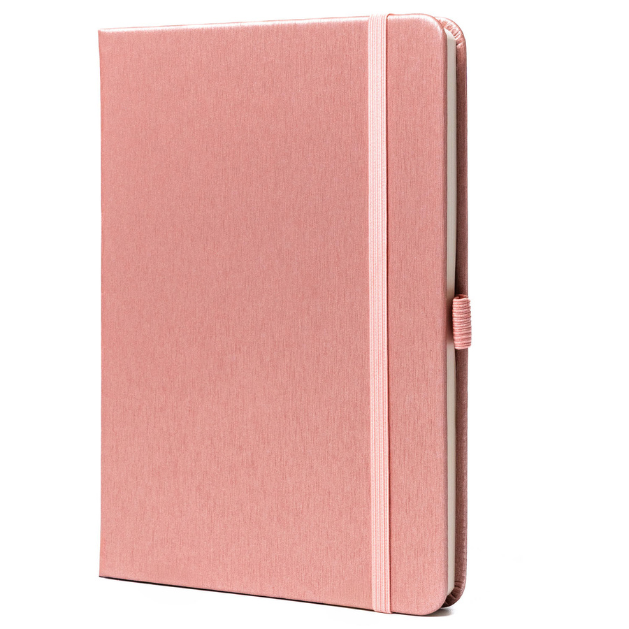 Różowy notes w formacie B6 zadrukowany w linie, wyposażony w gumkę zamykającą - Peterson