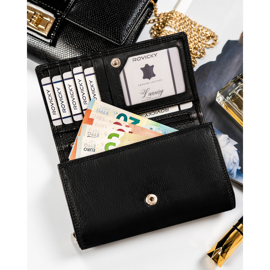 Leather wallet RFID ROVICKY R-D1520-NCD-BL