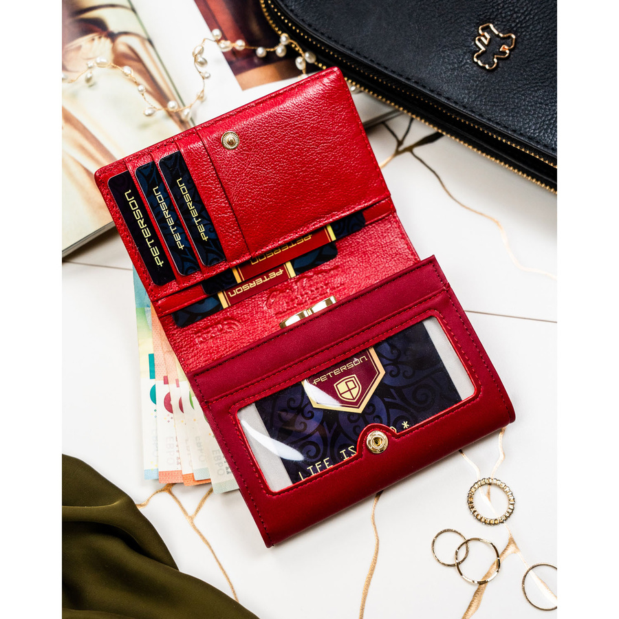 Leather and leatherette wallet RFID PETERSON PTN PS445-HNL