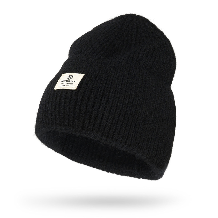 Zimowa czapka damska beanie w czarnym kolorze - Peterson
