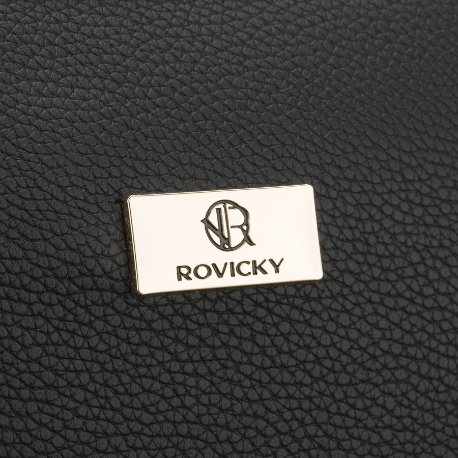 Czarna, praktyczna kosmetyczka ze skóry ekologicznej zamykana suwakiem - Rovicky