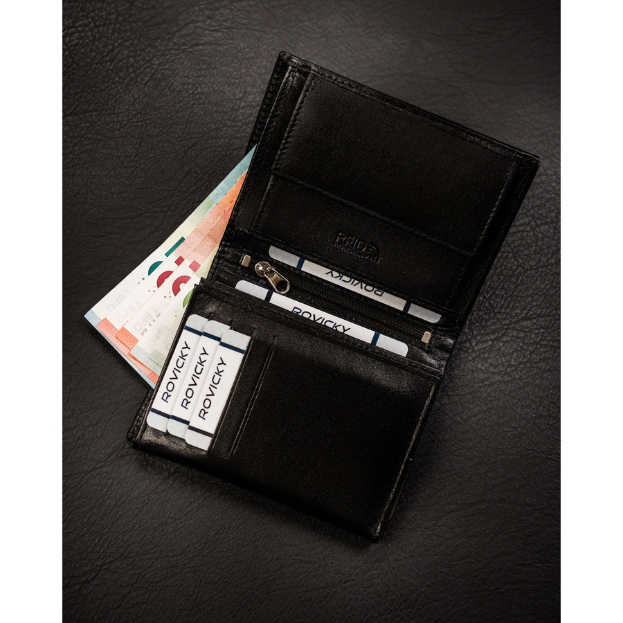Leather wallet RFID RONALDO RM-03-BDF-BL