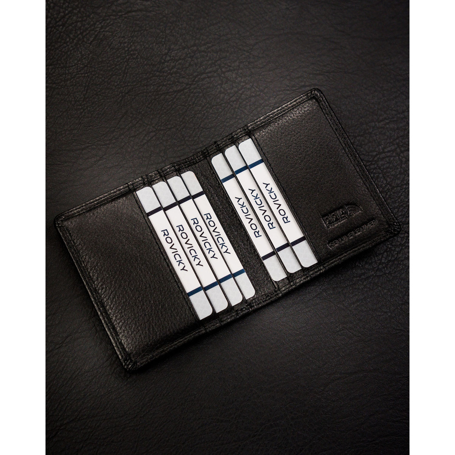 Czarne etui na karty ze skóry naturalnej z systemem RFID - 4U Cavaldi