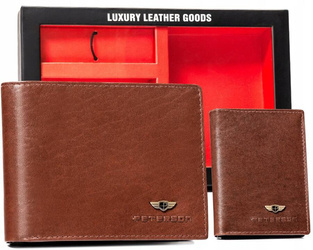 Leather wallet+case+key ring PETERSON PTN SET3-N992-VT