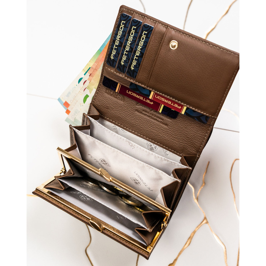 Leather and leatherette wallet RFID PETERSON PTN PS445-HNL