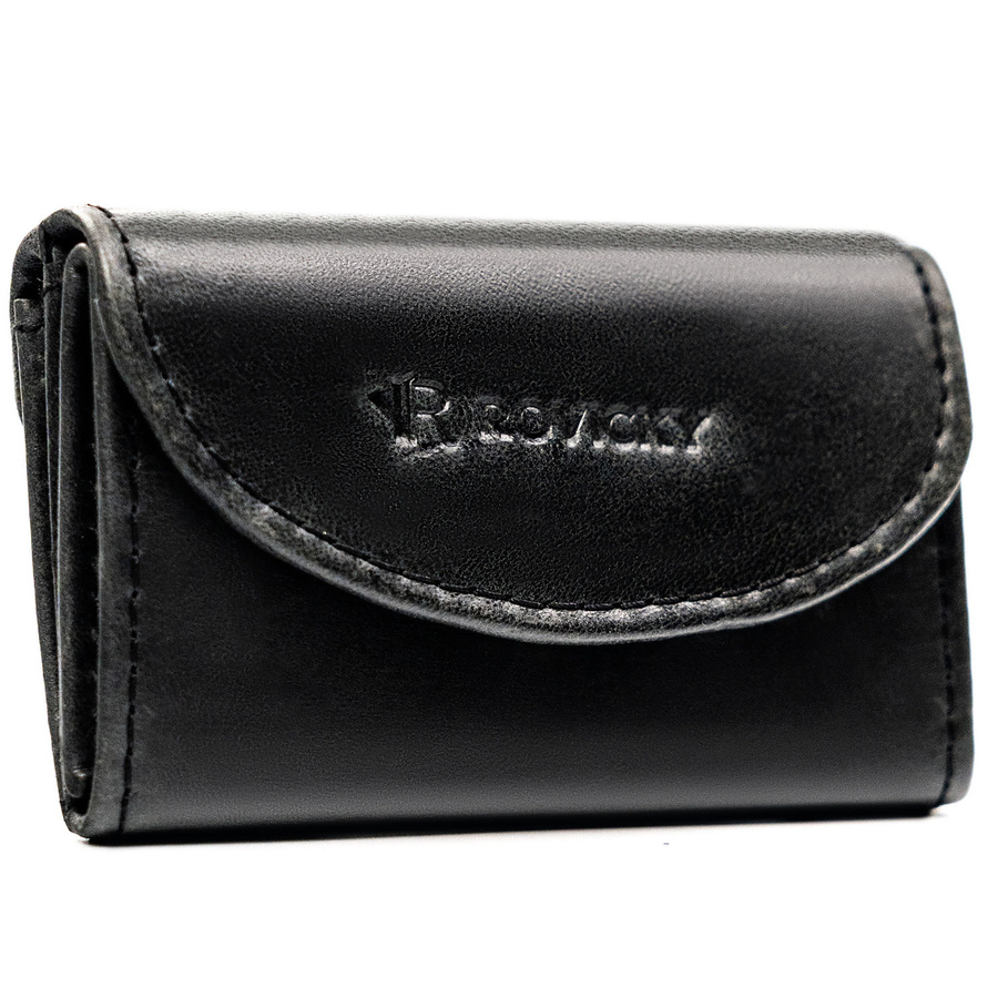 Skórzany portfel męski w czarnym kolorze wyposażony w system RFID - Rovicky