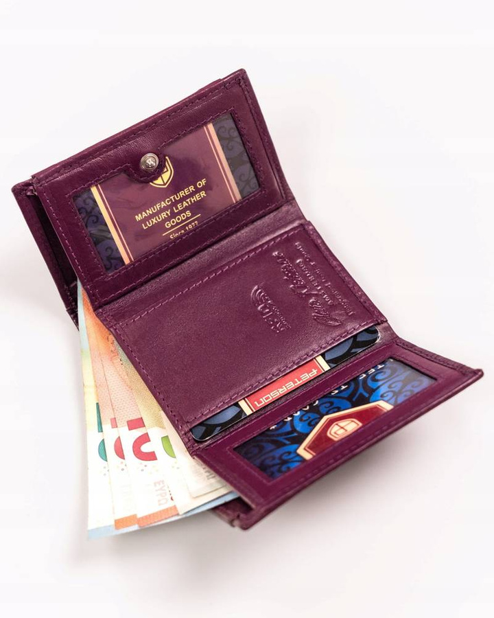 Leather wallet RFID PETERSON PTN RD-240-MCL