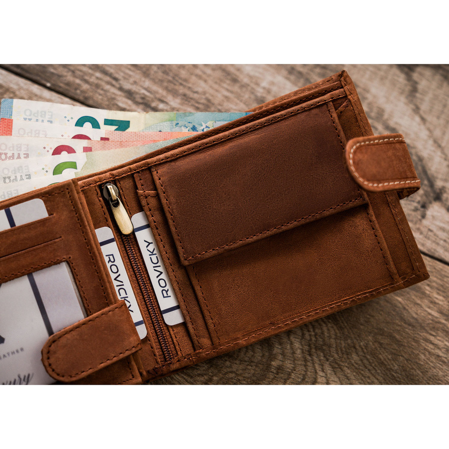 Leather wallet RFID N992L-CHM-HORSE-BL