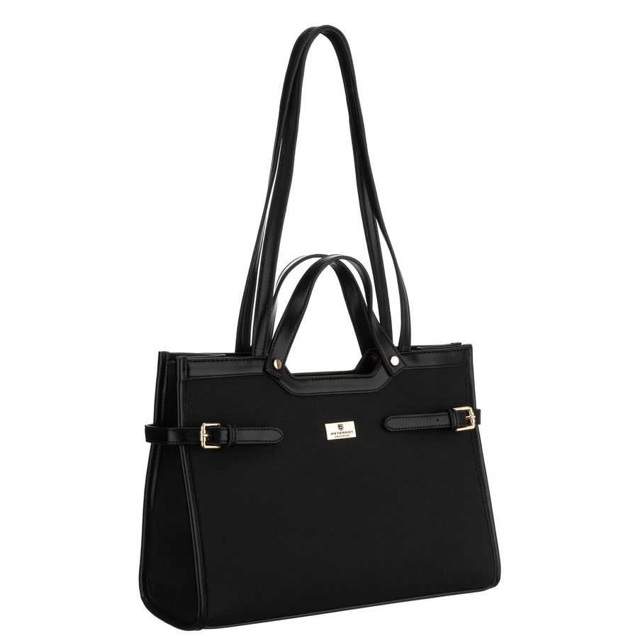 Čierna dámska kabelka Peterson so zapínaním na magnetický klips a pohodlnými uchami