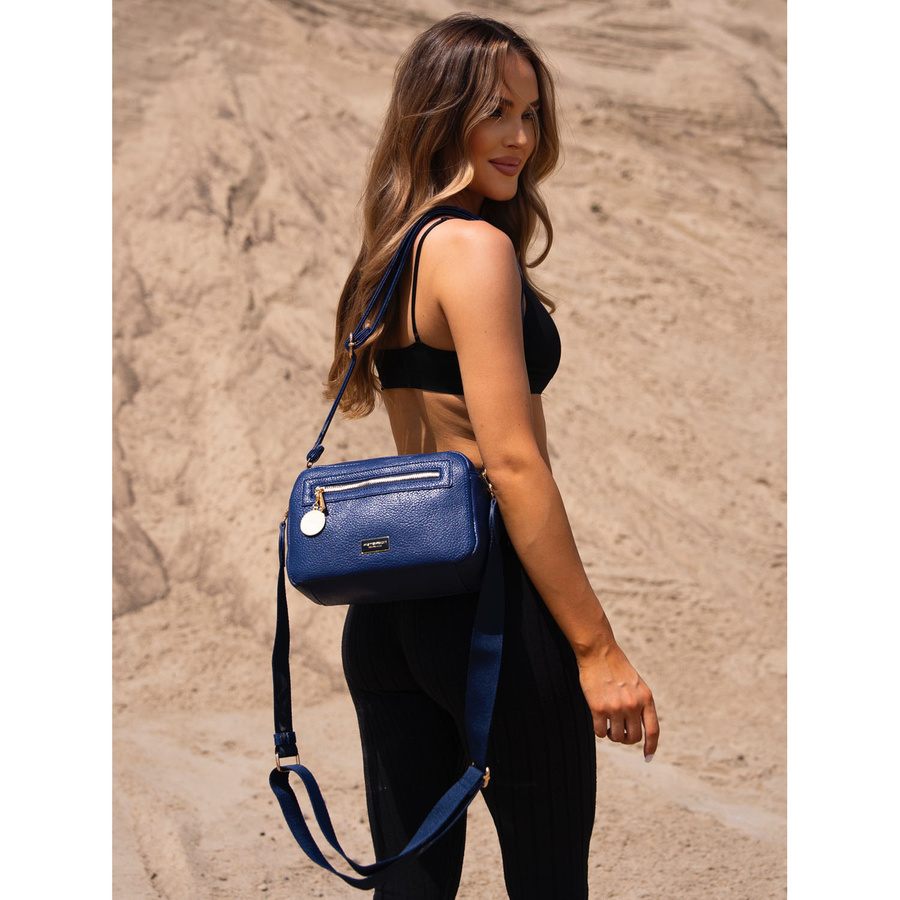 Granatowa miejska listonoszka damska z dwoma paskami na ramię Peterson