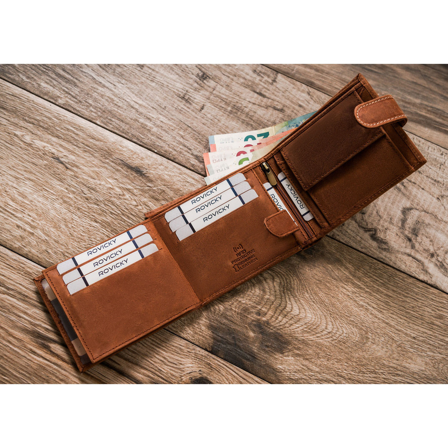 Leather wallet RFID N992L-CHM-HORSE-BL