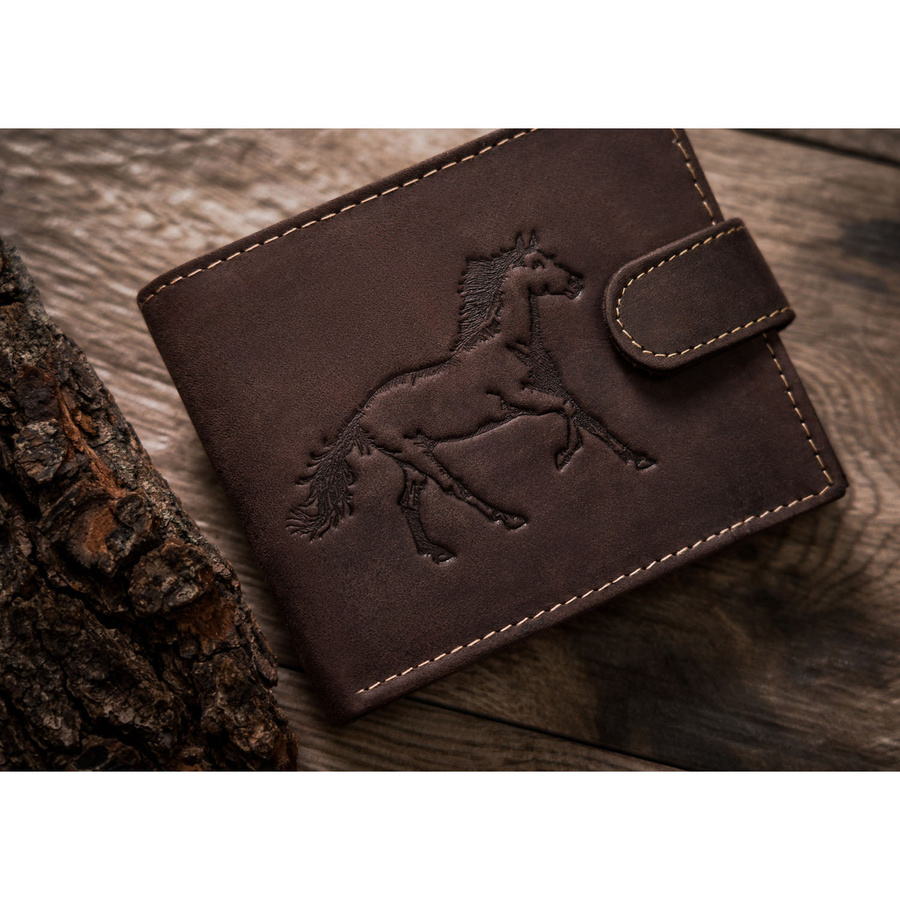 Leather wallet RFID N992L-CHM-HORSE-BL