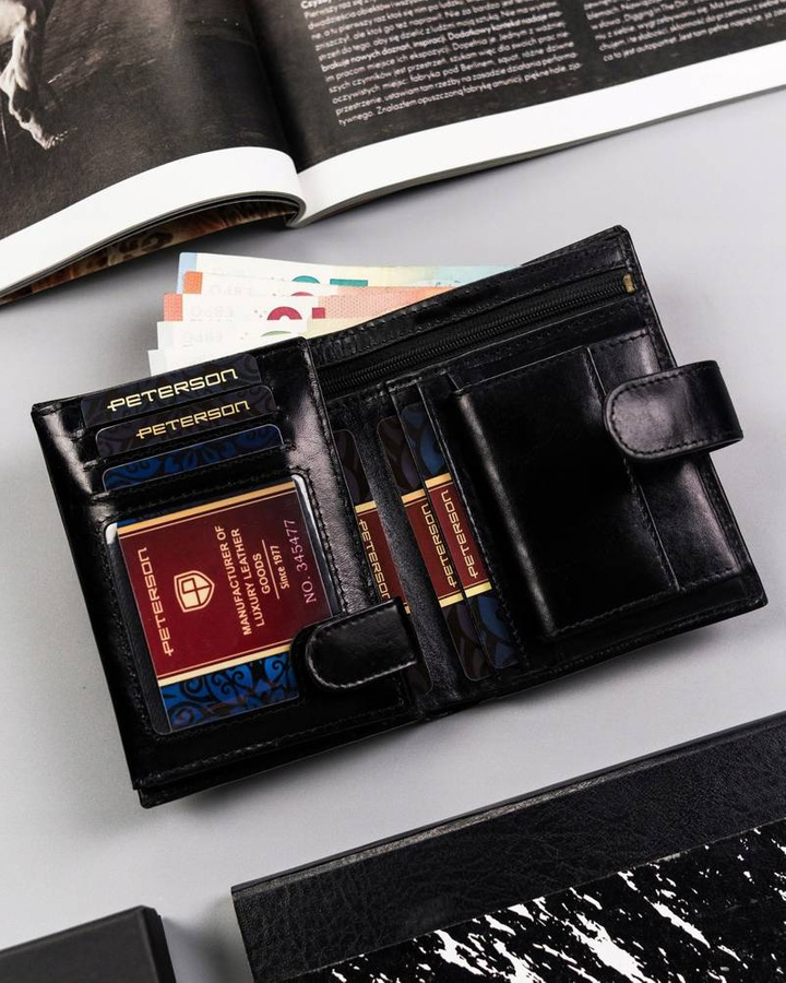 Leather wallet RFID PETERSON PTN 22308L-VT-T